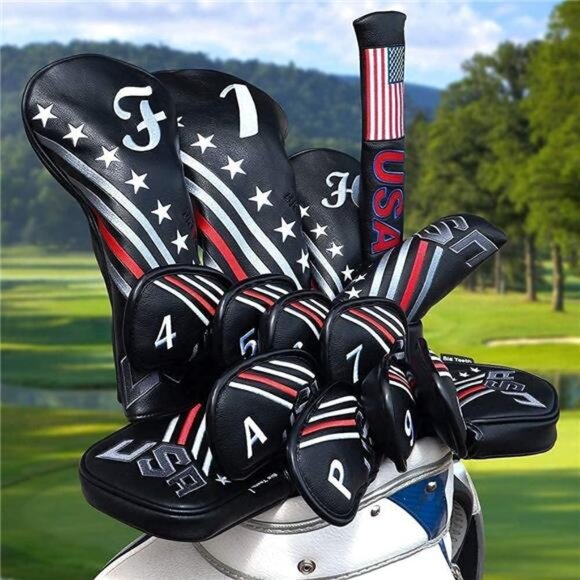Big Teeth Golf Cover USA Stripe and Star Headcover Covers, Driver Fairway Wood - Picture 6 of 7